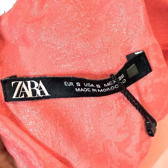 Zara Chemise Mini Slip Dress Coral Pink Small - Picture 11 of 14